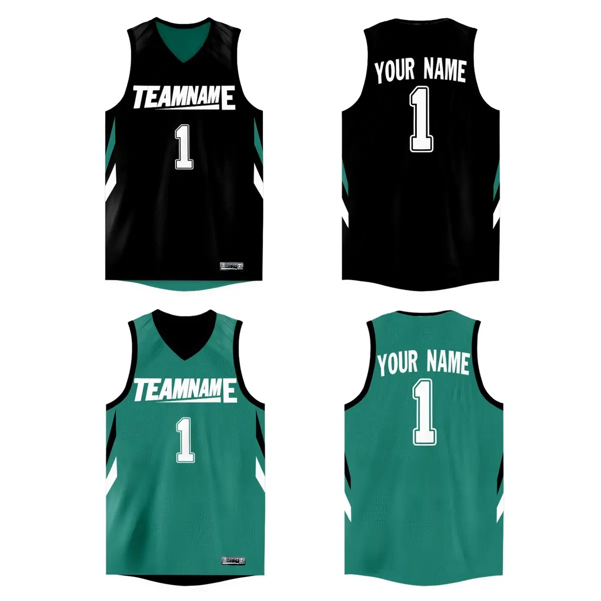 Custom Black Green Double Side Athletic Basketball Jersey