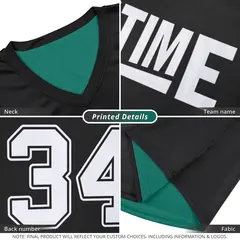 Custom Black Green Double Side Athletic Basketball Jersey 2
