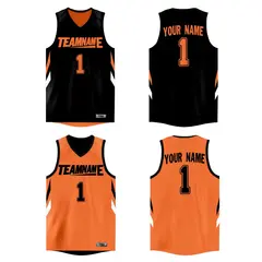 Custom Black Orange Double Side Athletic Basketball Jersey