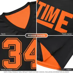 Custom Black Orange Double Side Athletic Basketball Jersey 2