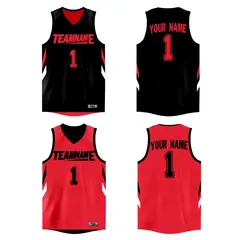 Custom Black Red Double Side Athletic Basketball Jersey