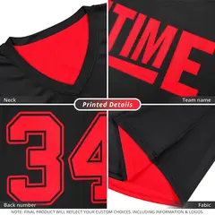 Custom Black Red Double Side Athletic Basketball Jersey 2