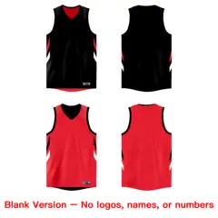Custom Black Red Double Side Athletic Basketball Jersey 6