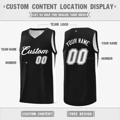 Custom Black White Double Side Athletic Basketball Jersey 2