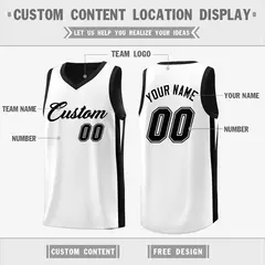 Custom Black White Double Side Athletic Basketball Jersey 3