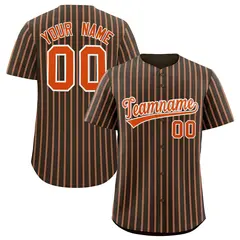 Custom Brown White Tricolor Stripe Authentic Baseball Jersey 1