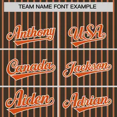 Custom Brown White Tricolor Stripe Authentic Baseball Jersey 3