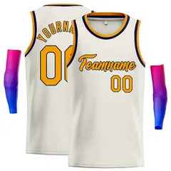 Custom Cream Yellow-Black Classic Casual Basketball Jersey