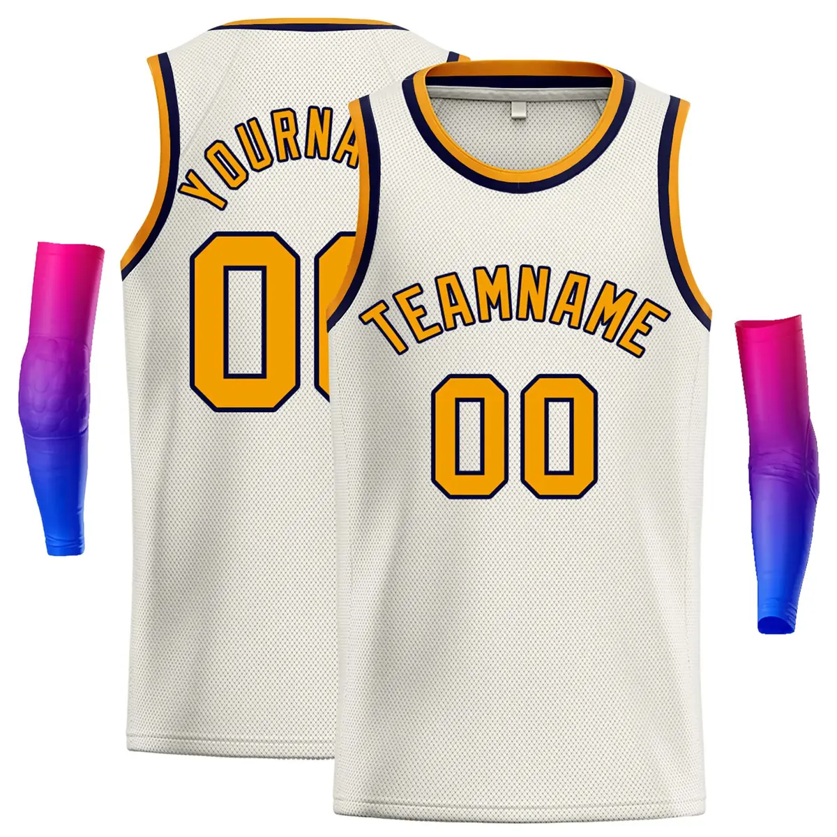 Custom Cream Yellow-Black Classic Casual Basketball Jersey