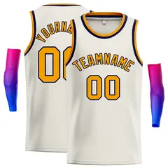 Custom Cream Yellow-Black Classic Casual Basketball Jersey