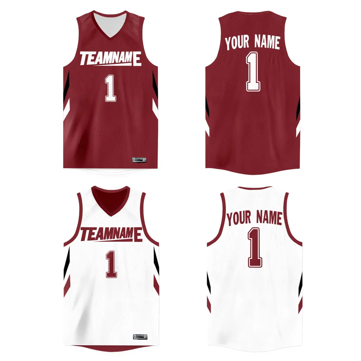 Custom Crimson White Double Side Athletic Basketball Jersey