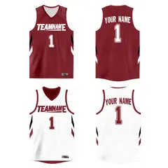 Custom Crimson White Double Side Athletic Basketball Jersey