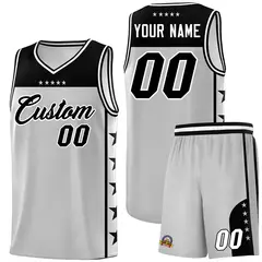 Custom Gray Black Star Pattern Sports Basketball Jersey