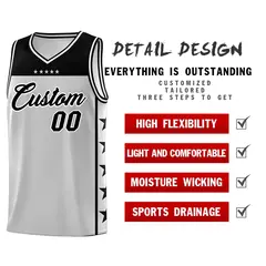 Custom Gray Black Star Pattern Sports Basketball Jersey 2