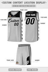 Custom Gray Black Star Pattern Sports Basketball Jersey 5