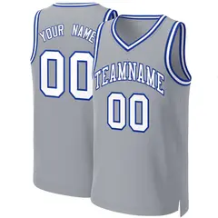 Custom Gray White-Royal Classic Basketball Jersey 1