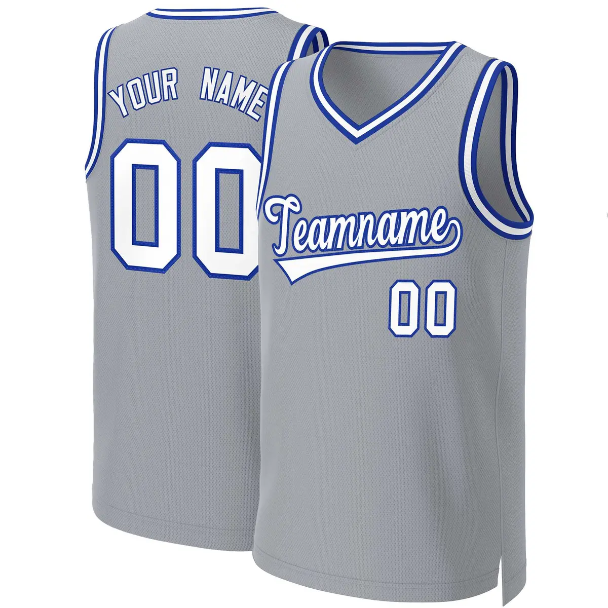 Custom Gray White-Royal Classic Basketball Jersey