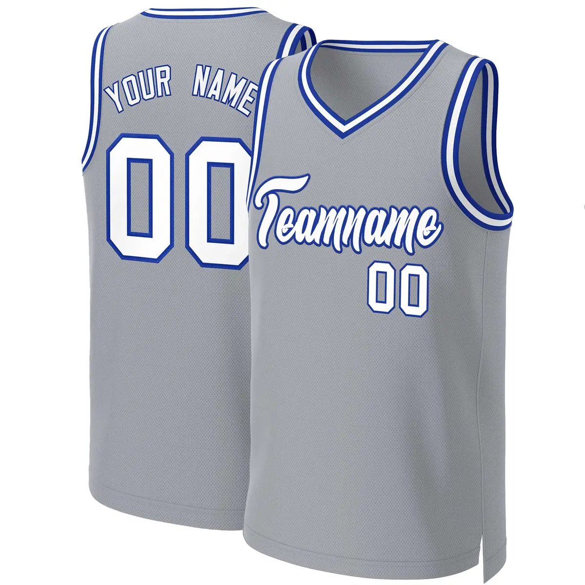 Custom Gray White-Royal Classic Basketball Jersey