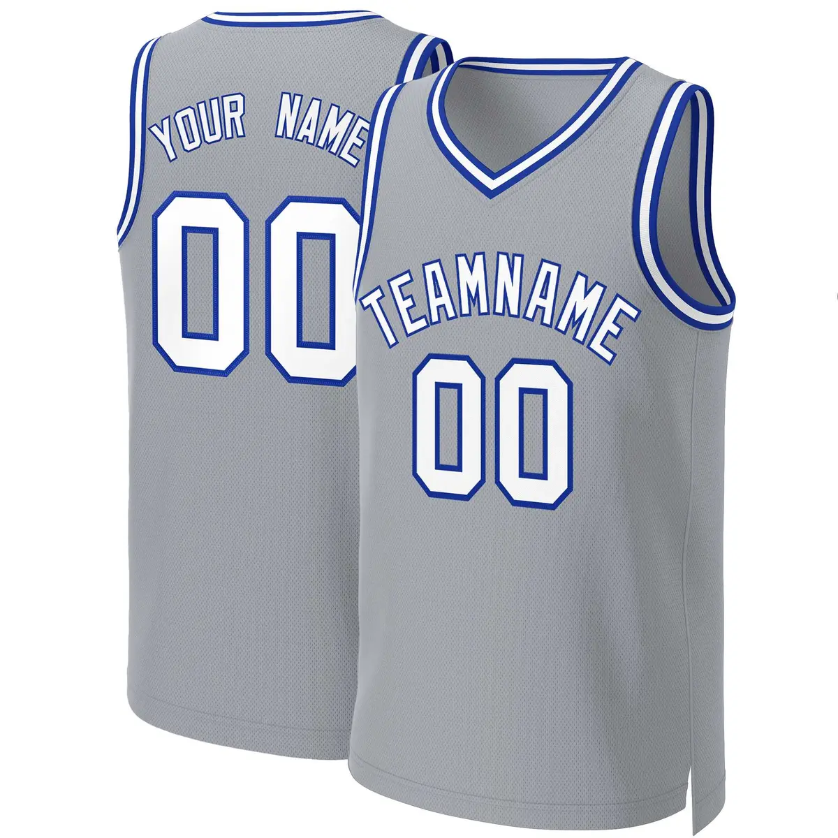 Custom Gray White-Royal Classic Basketball Jersey