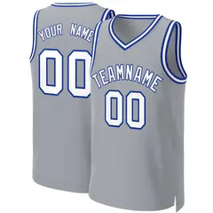 Custom Gray White-Royal Classic Basketball Jersey 1