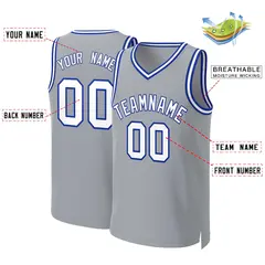 Custom Gray White-Royal Classic Basketball Jersey 2