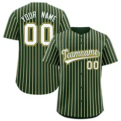 Custom Green Gold Tricolor Stripe Authentic Baseball Jersey 1