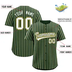Custom Green Gold Tricolor Stripe Authentic Baseball Jersey 2