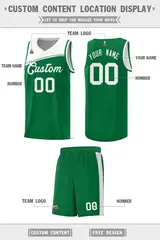 Custom Kelly Green White Color Block Basketball Jersey 2