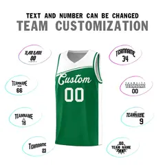 Custom Kelly Green White Color Block Basketball Jersey 3