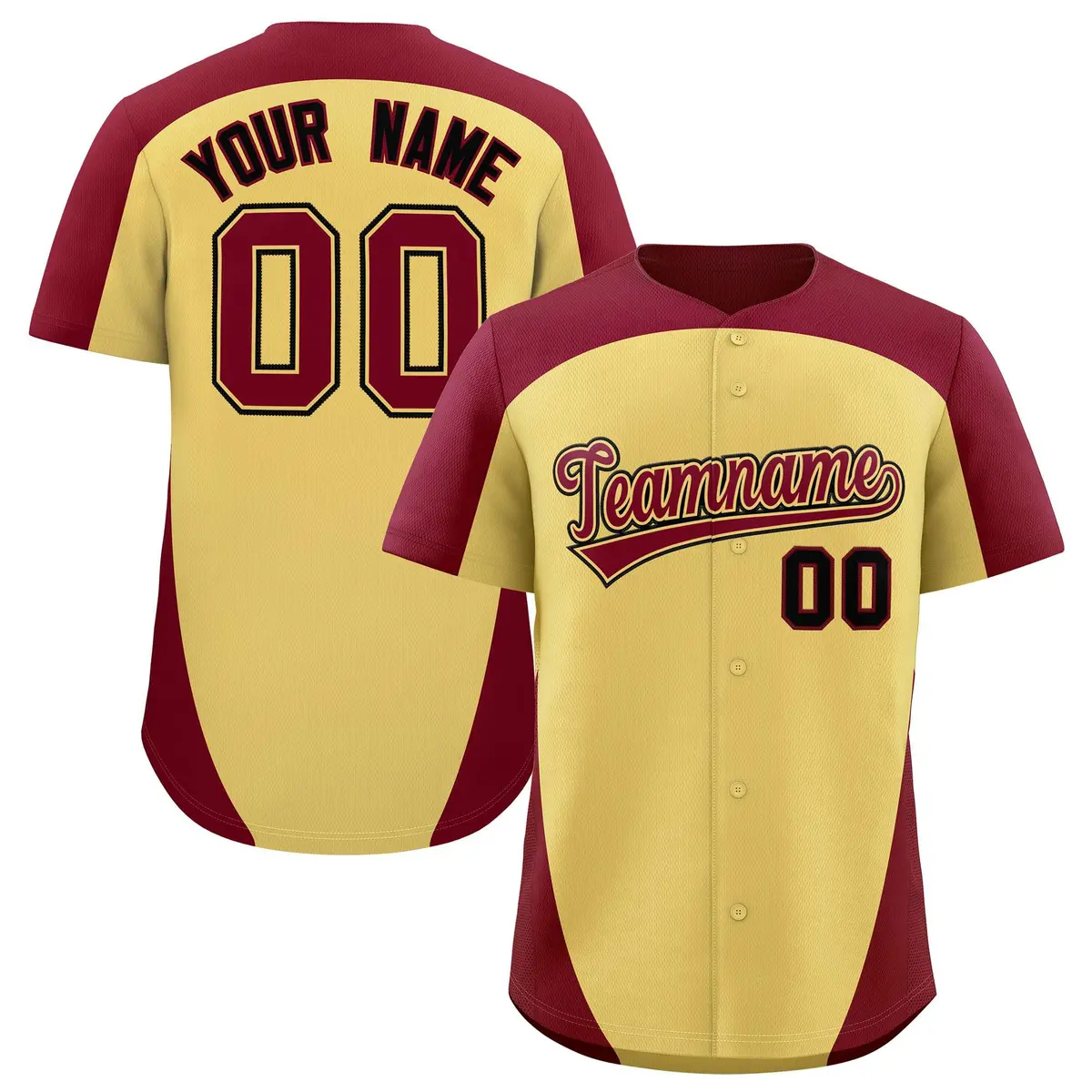 Custom Khaki Crimson Edge Color Block Baseball Jersey