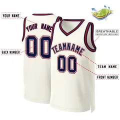 Custom Khaki Navy-White Classic Basketball Jersey 2