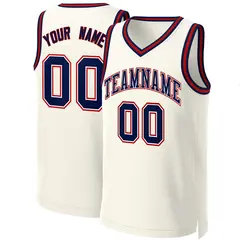 Custom Khaki Navy-White Classic Basketball Jersey 1