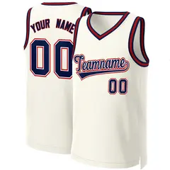 Custom Khaki Navy-White Classic Basketball Jersey 1