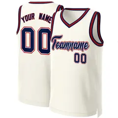 Custom Khaki Navy-White Classic Basketball Jersey