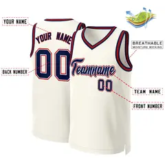 Custom Khaki Navy-White Classic Basketball Jersey 2