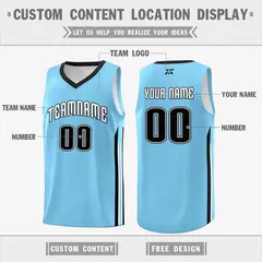 Custom Light Blue White Classic Mesh Sport Basketball Jersey 2