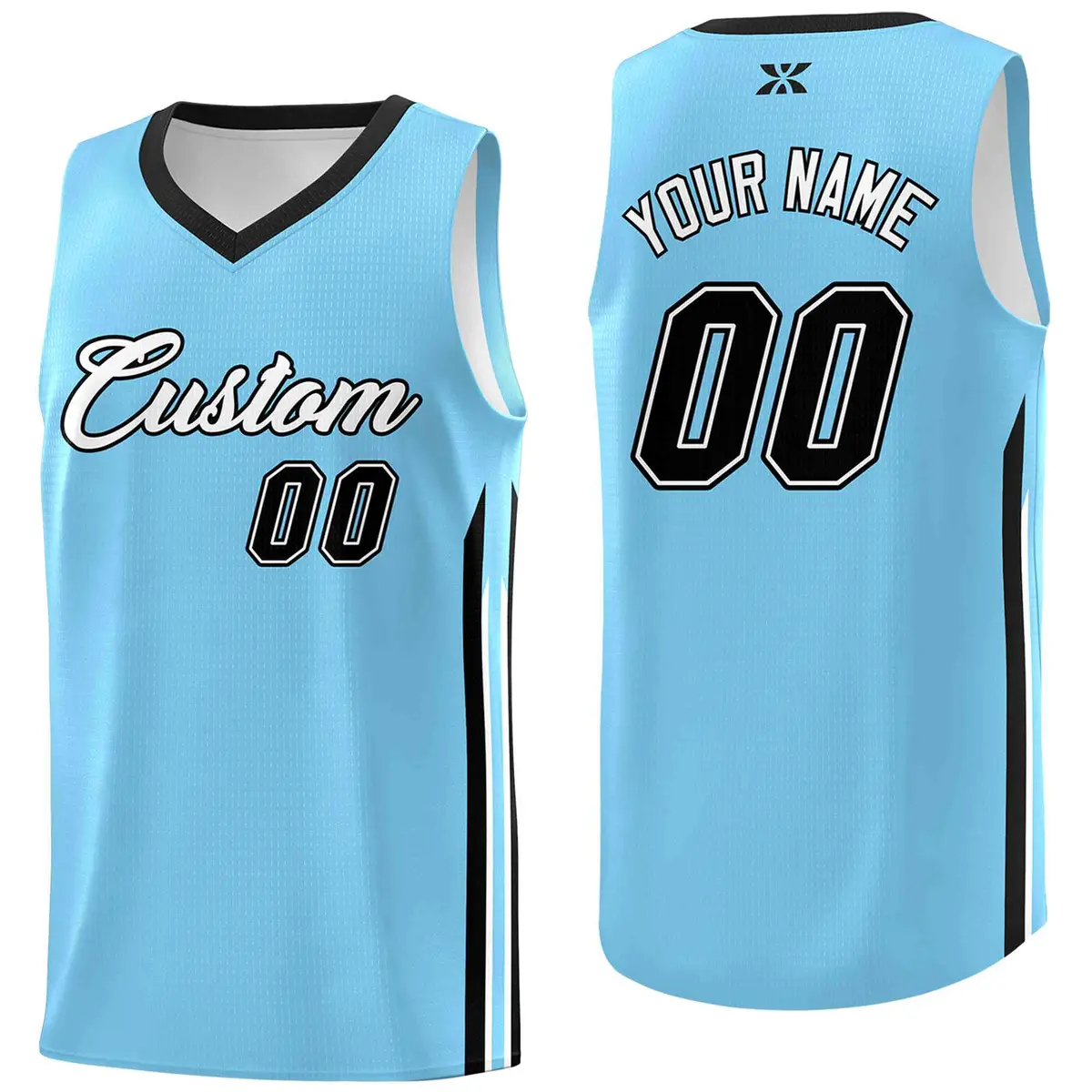 Custom Light Blue White Classic Mesh Sport Basketball Jersey