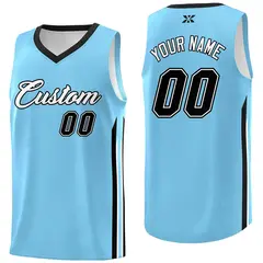 Custom Light Blue White Classic Mesh Sport Basketball Jersey