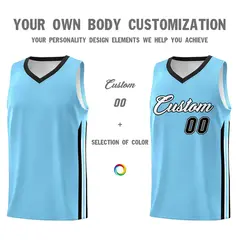 Custom Light Blue White Classic Mesh Sport Basketball Jersey 3
