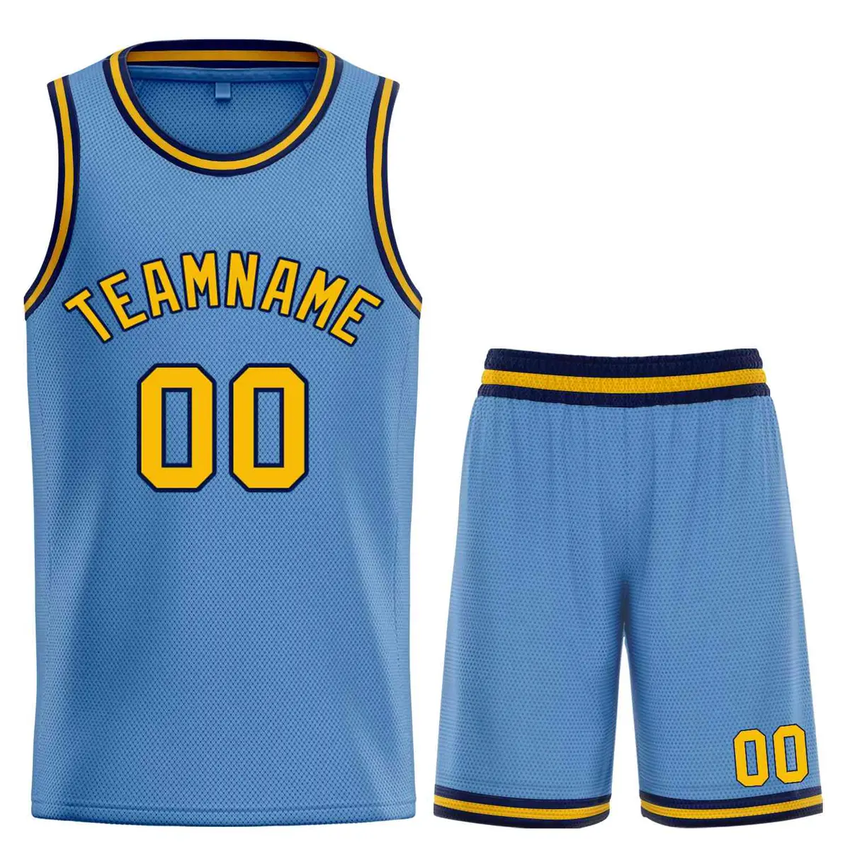 Custom Light Blue Yellow-Navy Bull Classic Basketball Jersey
