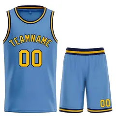 Custom Light Blue Yellow-Navy Bull Classic Basketball Jersey