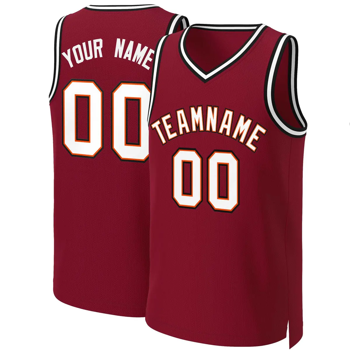 Custom Maroon White-Orange Classic Basketball Jersey