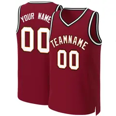 Custom Maroon White-Orange Classic Basketball Jersey 1