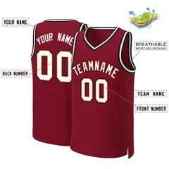 Custom Maroon White-Orange Classic Basketball Jersey 2