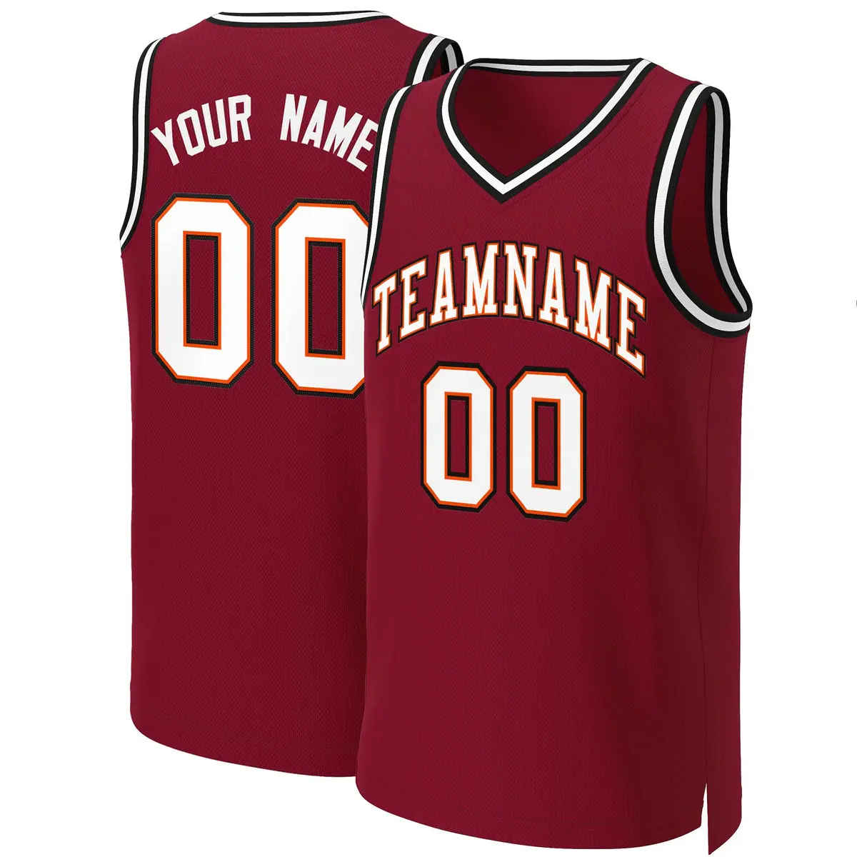 Custom Maroon White-Orange Classic Basketball Jersey
