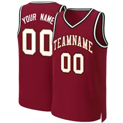Custom Maroon White-Orange Classic Basketball Jersey 1