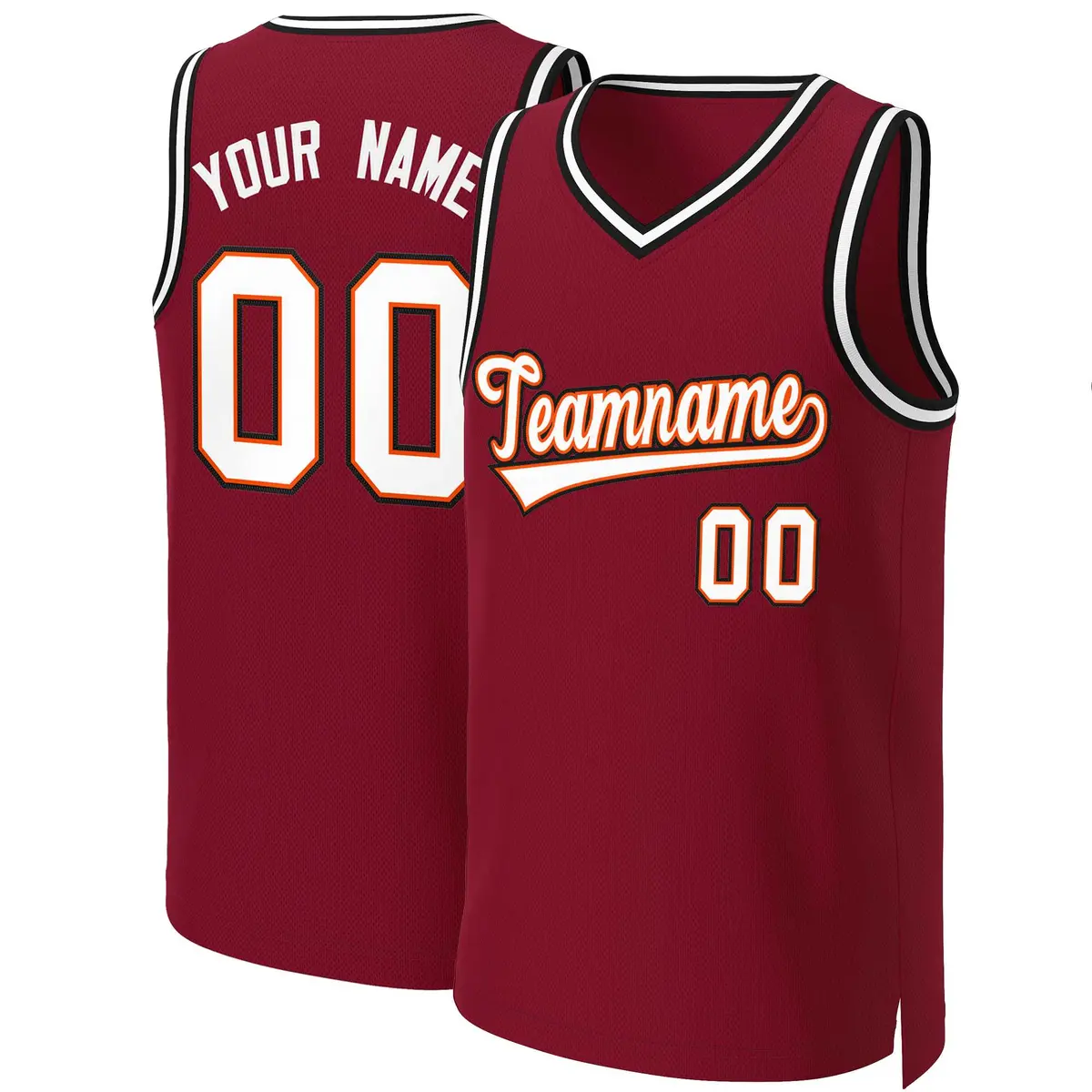 Custom Maroon White-Orange Classic Basketball Jersey