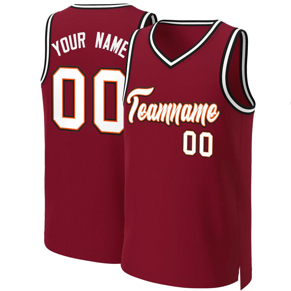 Custom Maroon White-Orange Classic Basketball Jersey
