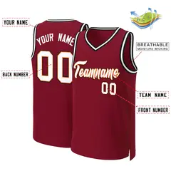 Custom Maroon White-Orange Classic Basketball Jersey 2