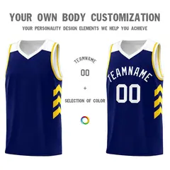 Custom Navy White Classic Sports Basketball Jersey 3